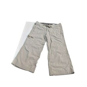 Eddie Bauer Sport Pants Womens 4 Stretch Tan Nylon Capri Outdoors Hiking VGC